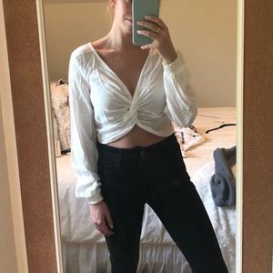 Urban Outfitters white knot front top